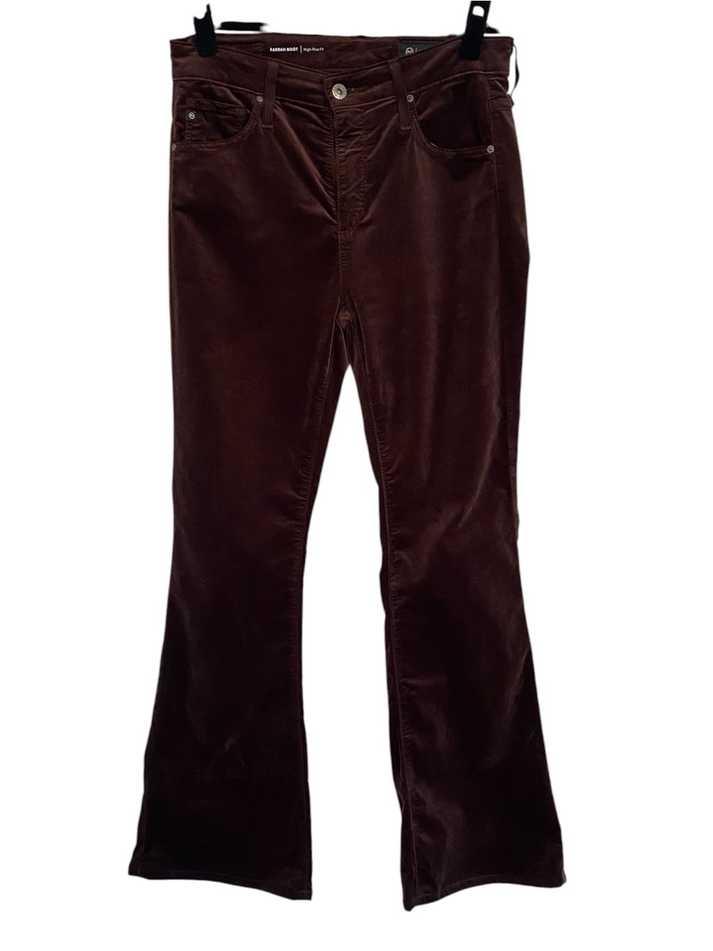 AG Farrah Velvet Bootcut Pants Brown Bitter Chocolate Women’s 27